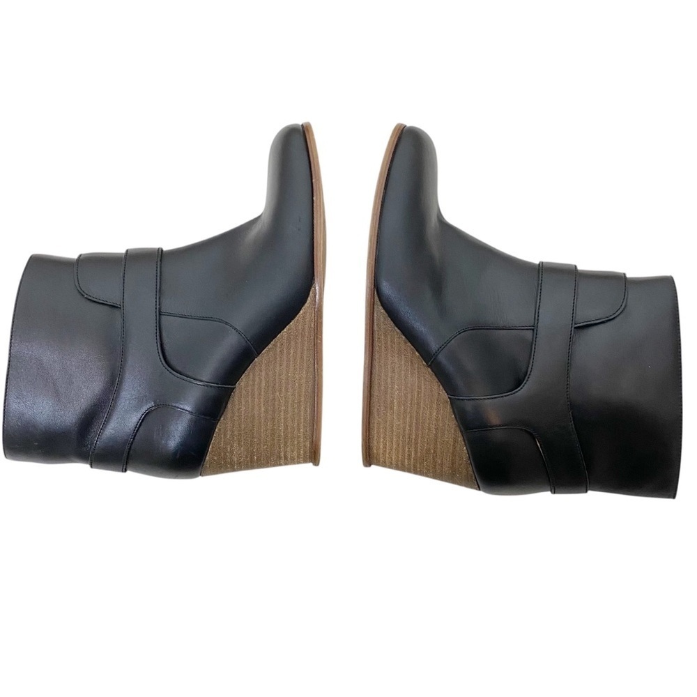 MM6 Maison Martin Margiela Boots Black Leather Wedge Ankle Boots - Picture 6 of 9